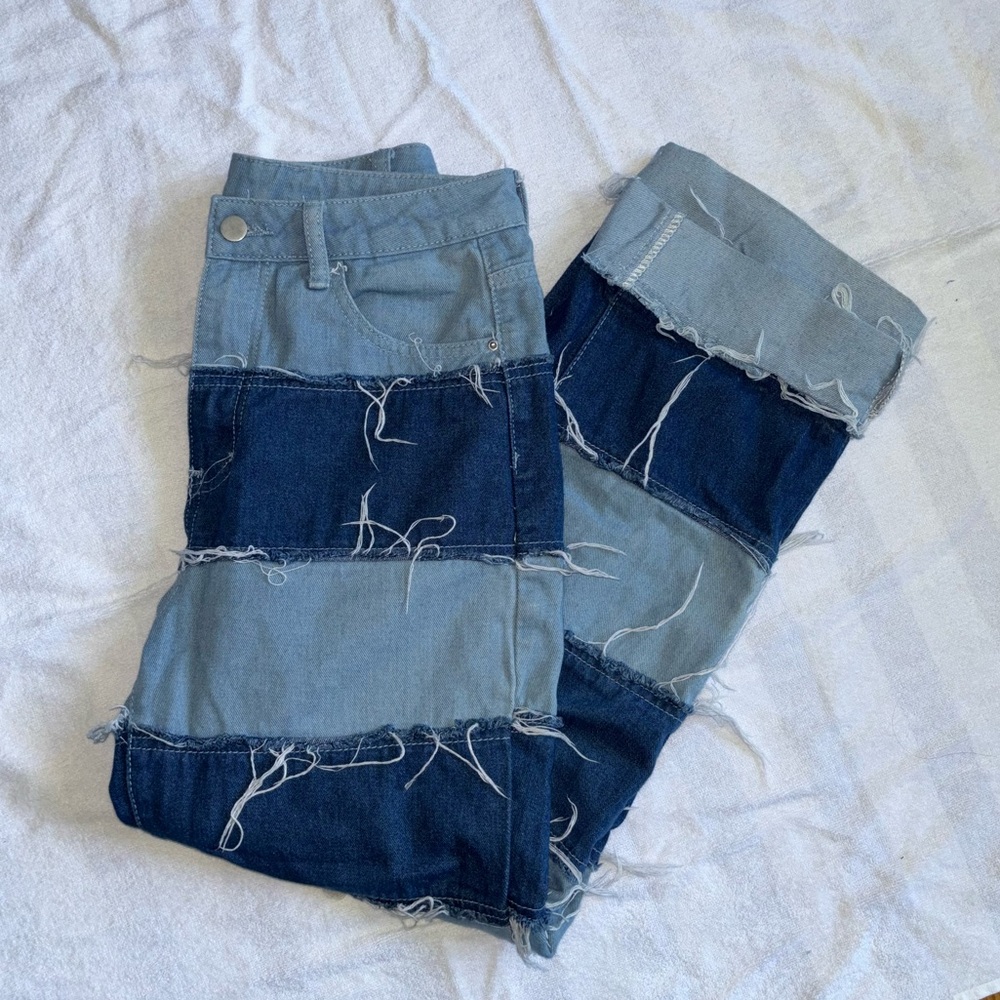 Striped Patchwork Jeans - image 1